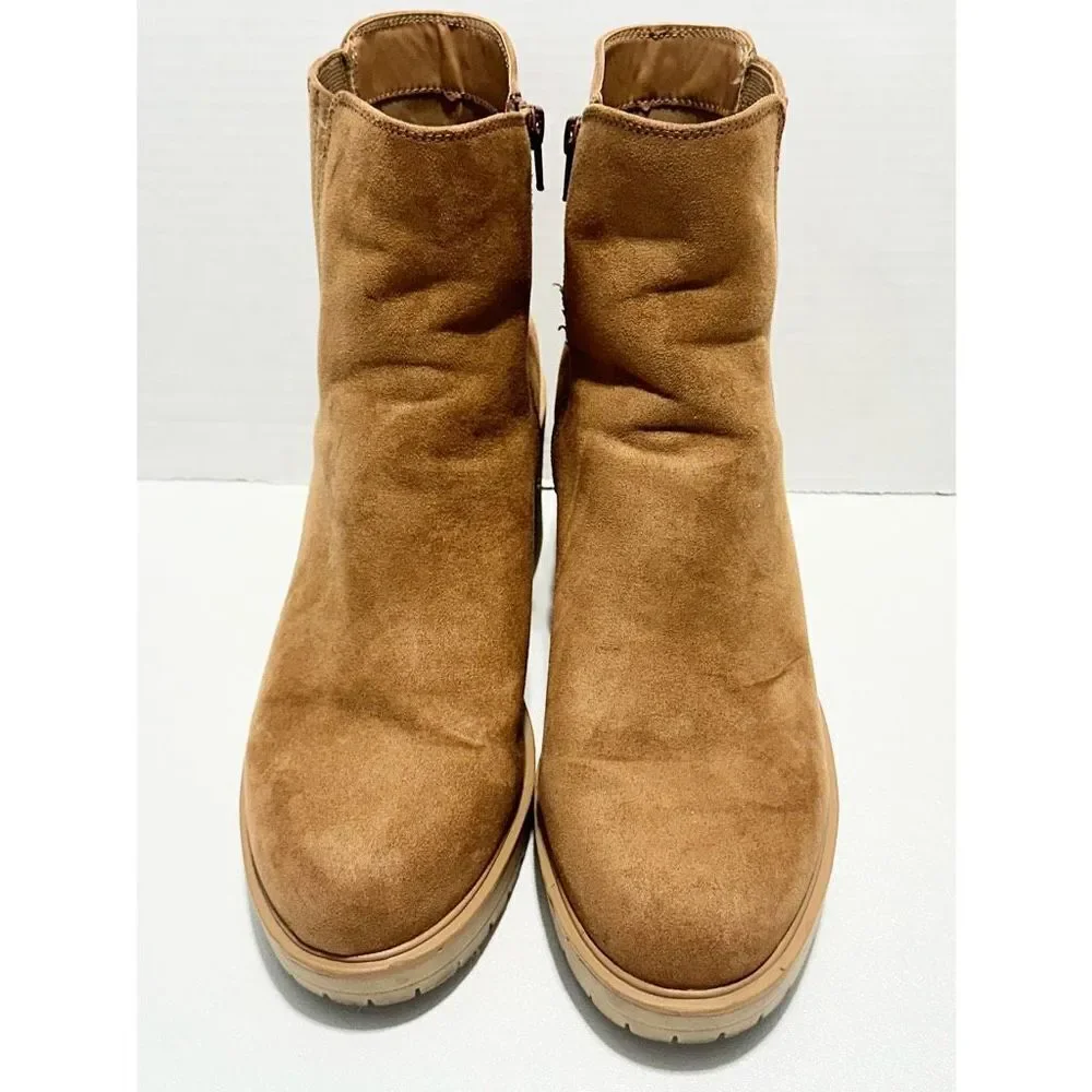 Universal Thread Women's Cognac‎ Katrina Platform Heeled Ankle Boots Tan Size 11